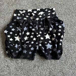 Star Patterned Black Blue and White Shorts